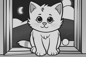beautiful cat coloring pages. generative ai