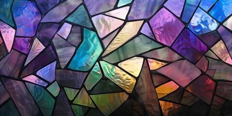 Abstract Stained Glass Mosaic in Vibrant Colors