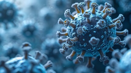 Crystal Blue Virus: A Sneak Peek into the World of Viruses Generative AI - obrazy, fototapety, plakaty