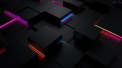 Minimalist black background with vibrant colored light effects, exuding a futuristic, gaming, and modern vibe.