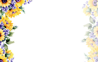 Obraz premium Watercolor sunflowers PNG transparent background. Ai generative