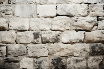 Timeless aura emanates from ancient, weathered white stone wall