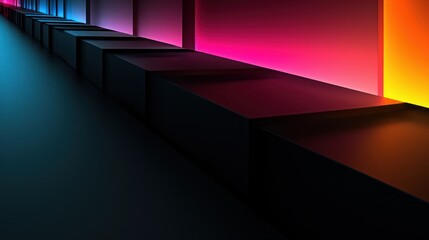 Minimalist black background with vibrant colored light effects, exuding a futuristic, gaming, and modern vibe.