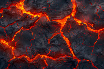 Lava texture fire background rock volcano magma molten hell hot flow flame pattern seamless. Earth lava crack volcanic texture ground fire burn explosion stone liquid black red inferno planet relief - obrazy, fototapety, plakaty