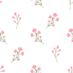 Seamless pattern with pink flowers 