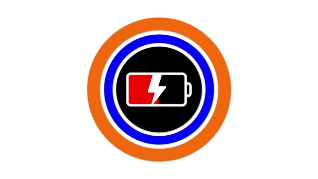 Battery icon animated on white background.