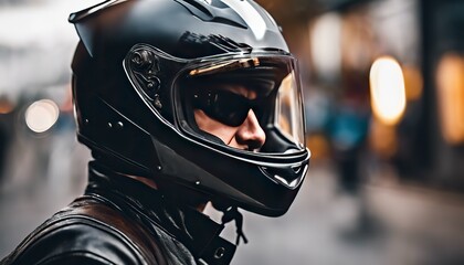 close-up of a biker on motorcycle, biker riding a bike, biker with helmet - obrazy, fototapety, plakaty