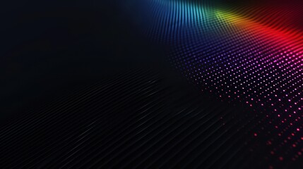 Fototapeta na wymiar A minimalist HD wallpaper featuring super black with colorful RGB light effects, evoking a futuristic, gaming, and high-tech ambiance