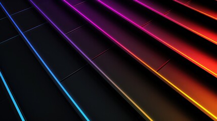A minimalist HD wallpaper featuring super black with colorful RGB light effects, evoking a futuristic, gaming, and high-tech ambiance - obrazy, fototapety, plakaty