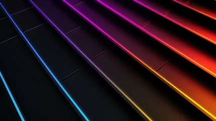 Foto auf Acrylglas A minimalist HD wallpaper featuring super black with colorful RGB light effects, evoking a futuristic, gaming, and high-tech ambiance © Matthew