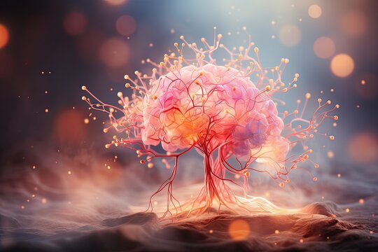 Abstract surreal image of brain experiencing brain fog