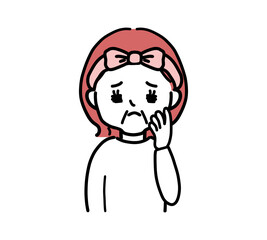 顔のたるみに悩む女性の上半身イラスト