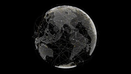 Futuristic digitally generated holographic planet Earth in a loop 360 degree rotation for head up display and user interface design