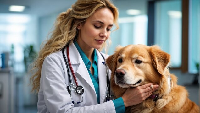veterinarian with dog