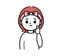 シミやそばかすに悩む女性の上半身イラスト