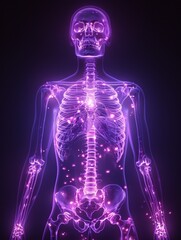 Purple Glowing Skeleton: A Futuristic Take on the Human Body Generative AI