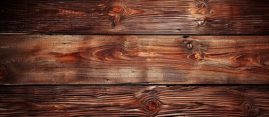 Naklejka premium A detailed shot of a brown wooden wall with a blurred background, showcasing the beauty of hardwood flooring and the intricate patterns of the wood grain.