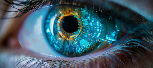 Biometric security and facial recognition, iris and retina scan identification technology