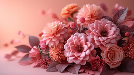 Pink Flower Bouquet with a Pop of Orange: A Perfect Blend for a Spring Wedding Generative AI