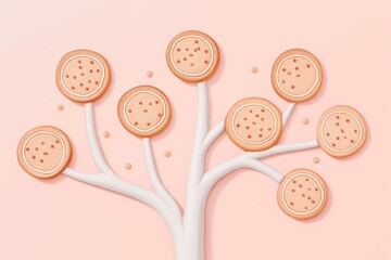 Fototapeta premium Stylized Conceptual Image of Cookies on Tree Branches