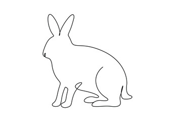 Cute rabbit continuous one line drawing vector illustration. Free vector 