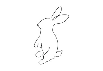 Funny rabbits easter bunny continuous single line drawing vector illustration. Pro vector 