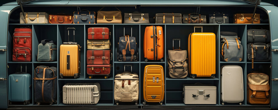 travellers. luggages compartment or a rack. full.