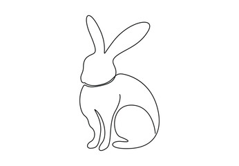 Rabbit continuous one line drawing. Isolated on white background vector illustration. Free vector 