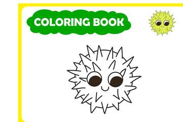 Coloring page for kids. Sea animals, vector image