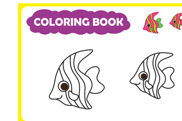 Coloring page for kids. Sea animals, vector image