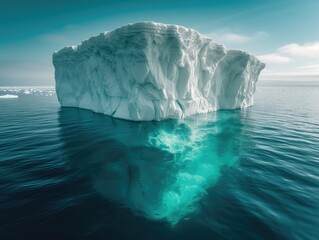 iceberg, cinematic shot, clear underwater portion 