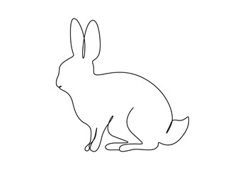 Rabbit one line drawing. Continuous single line drawing of bunny. Vector illustration. Free vector 