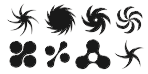 Chrome geometric shapes elements for design. Trendy collection of abstract figures with a shiny metallic effect