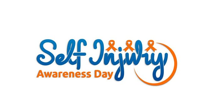 Self Injury Awareness Day text animation. Handwritten inscription calligraphy animated with alpha channel. Great for Celebrating the annual global Self Injury awareness event or campaign on March 1.
