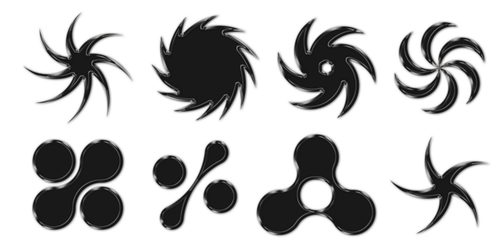 Chrome geometric shapes elements for design. Trendy collection of abstract figures with a shiny metallic effect