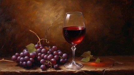 Glass of wine and grapes.