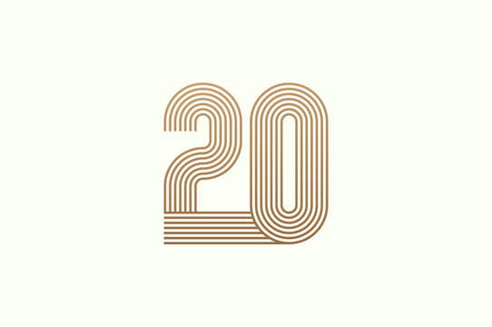 Number 20 Logo. Monogram Number 20 logo multi line style. usable for business logos and anniversary. flat design logo template. vector illustration