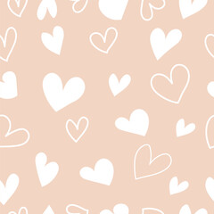 seamless pattern with Doodle  hearts, Valentine Day