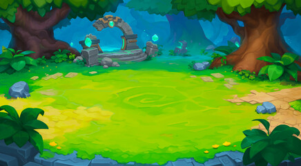 Fantasy Background Hand-painted Battleground Concept for RPG Game