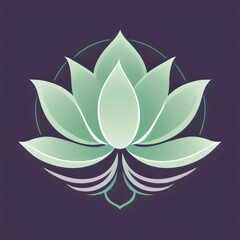 A vector minimalist lotus flower logo symbolizing purity and balance. Health and Wellness logo concept.