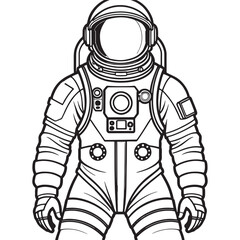 astronaut outline coloring page illustration for children and adult