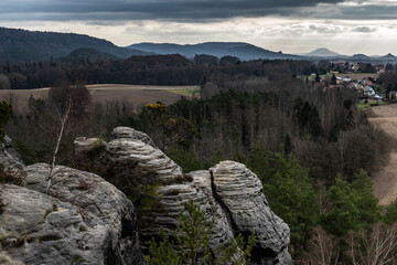 Aussicht vom Gamrig- Sandsteinfelsen in der Sächsischen Schweiz 1