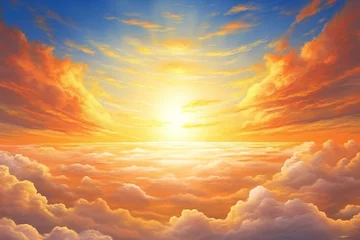 Foto op Plexiglas Beautiful sunset above the clouds,  Nature background © Quantum