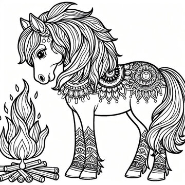 horse coloring page for kid to paint 3
