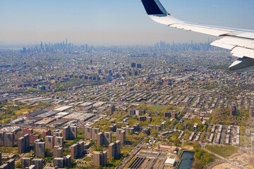 Panorama view of New York city from the plane.