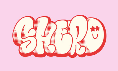 Shero graffiti with a star eyes emoji vector art. Red and pink. - 732551743