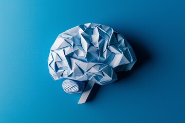 a paper brain with a ball of yarn - obrazy, fototapety, plakaty