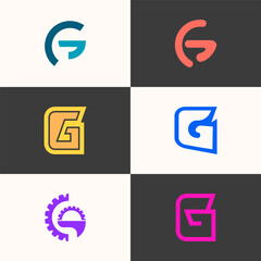 SET ILLUSTRATION LETTER G GEOMETRIC LOGO ICON FLAT COLOR TEMPLATE SIMPLE MINIMALIST ELEMENT DESIGN SIMPLE VECTOR GOOD FOR APPS, BRAND 