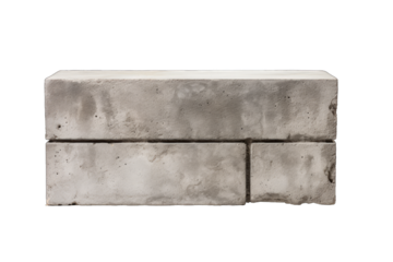 Gray cement cinder block isolated on transparent background. Stack of bricks