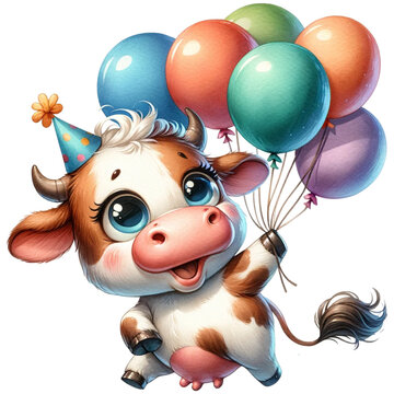 cute watercolor funny mother cow